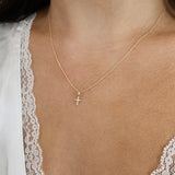 Yellow Gold Diamond Cross Necklace