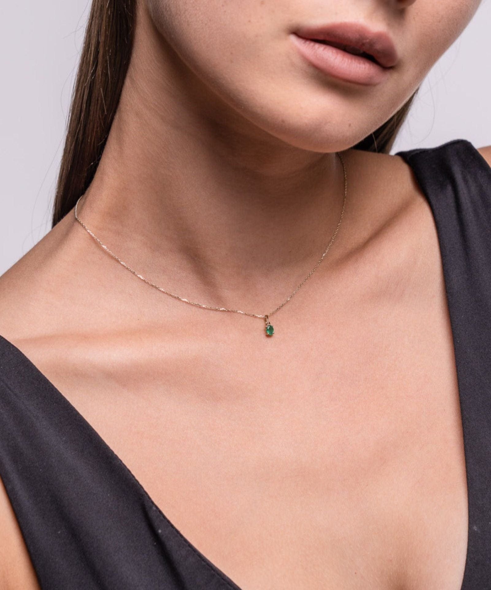 Picture of Luna Rae Solid 9k Gold Emerald Necklace