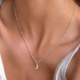 Sterling Silver Paperclip Crescent Necklace