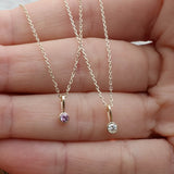 Yellow Gold Dainty Diamond Pendant