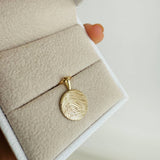 Yellow Gold Large Flat Disc Imprint Necklace
