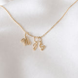 Yellow Gold Luna Script Letters Necklace