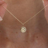 Yellow Gold Medium Flat Disc Imprint Necklace