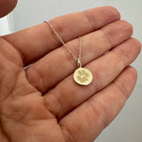 Yellow Gold Medium Flat Disc Imprint Necklace