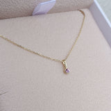 Yellow Gold Pink Sapphire Necklace
