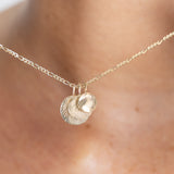 Yellow Gold Small Waved Disc Imprint Necklace